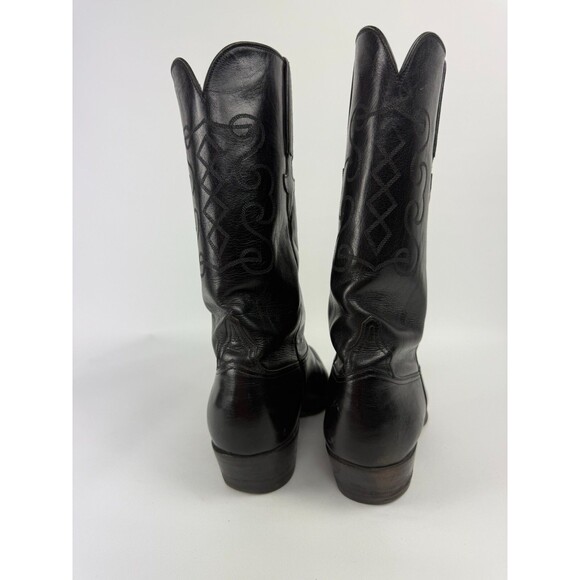 Vintage Cowboy Boots Lucchese L6809.24 Black Leather Roper Mens Size 9 EE - Picture 2 of 12